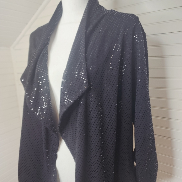 Tribal Black Metallic Dot Open Front Jacket Cardigan XL - Picture 2 of 11